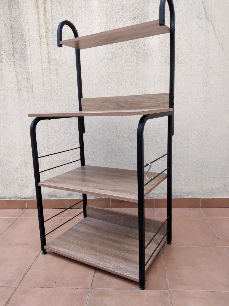 Aparador de madeira e ferro / Wooden and steel hutch 60 x 42 x 125