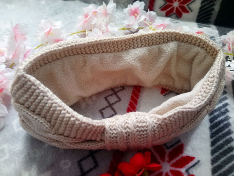 Opaska na głowę ciepła beżowa