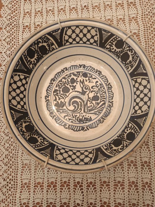 Saladeira antiga anos 50, pintada à mão "Sacavém"