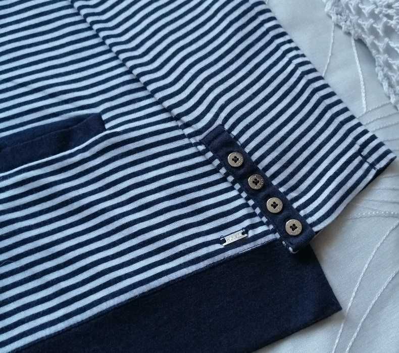 Tommy Hilfiger Modal jakość milutki sweter bluzka granat biała M S/M