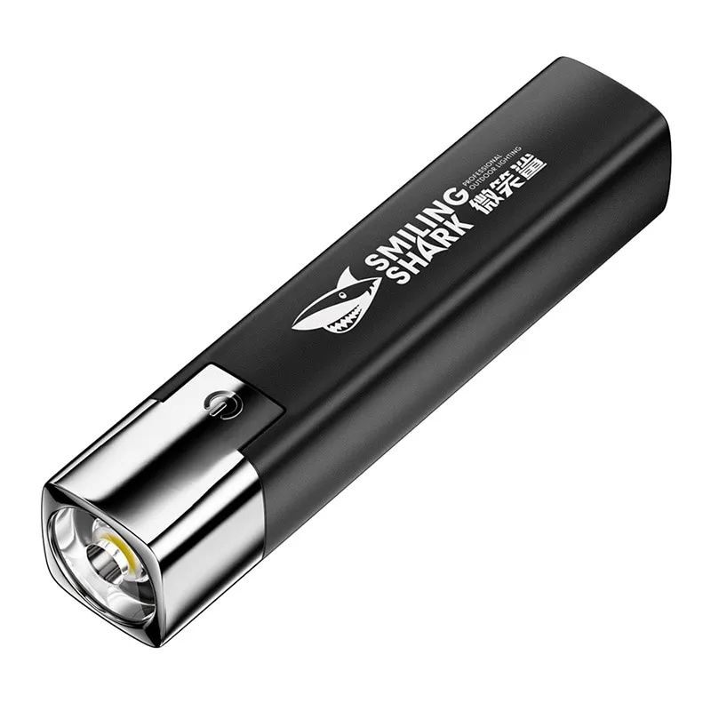 Led фонарик 18650 usb перезаряжаемый shark powerbank