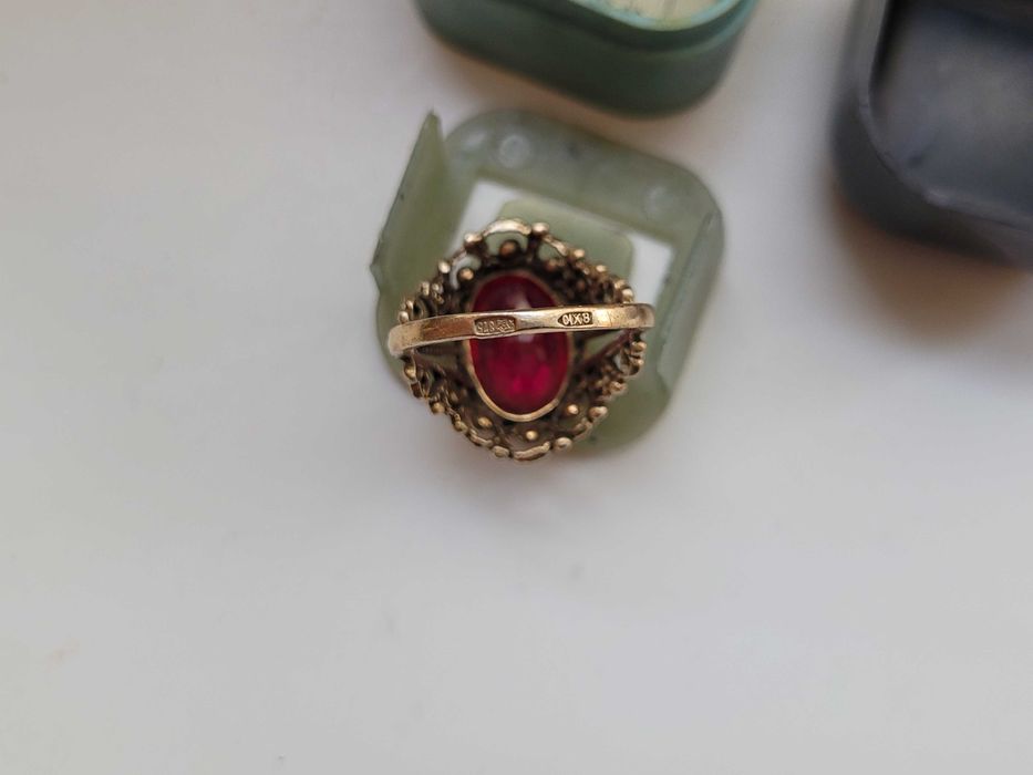 Винтажное кольцо серебро 875 позолота проба 8ХЮ камень турмалин