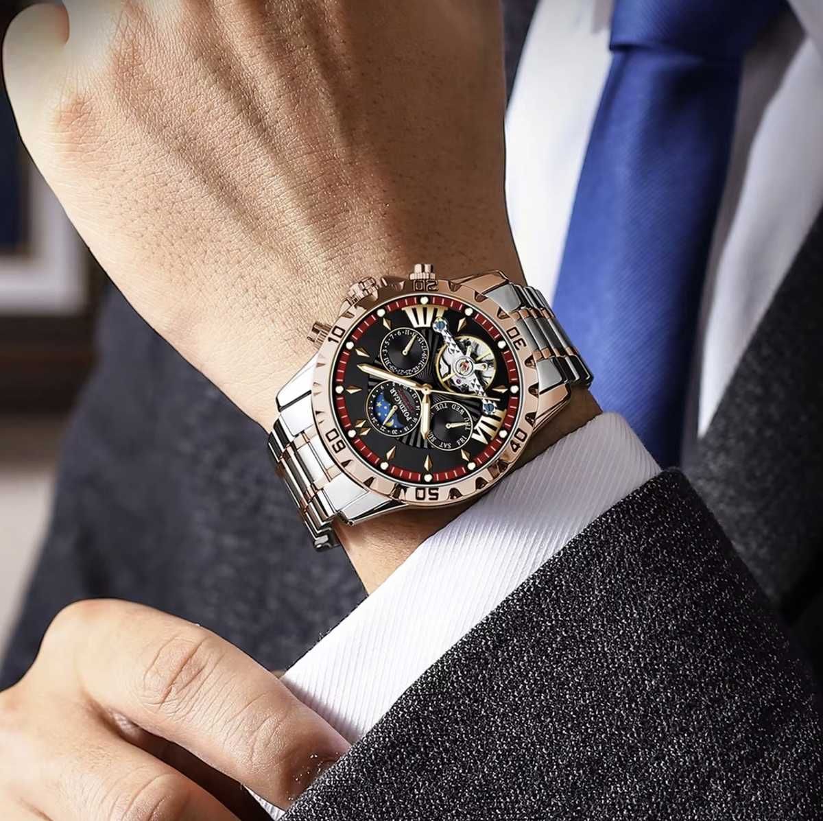 Чоловічий механічний годинник Poedagar Mechanical