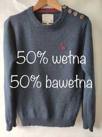 Niebieski sweter Jack & Jones S 50% wełny