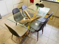 Mesa de vidro com 6 cadeiras da JOM