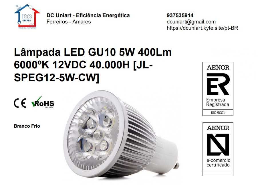 Lâmpada LED GU10 5W 400Lm 6000ºK 12VDC 40.000H