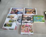 7 pudełek puzzli kompletne stan bdb