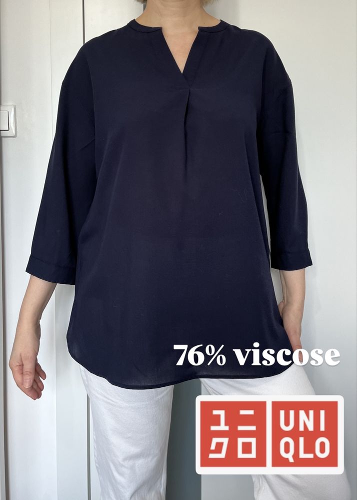 Uniqlo granatowa bluzka koszulowa basic