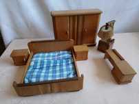 Miniaturki - zestaw starych mebli do sypialni - Dollhouse