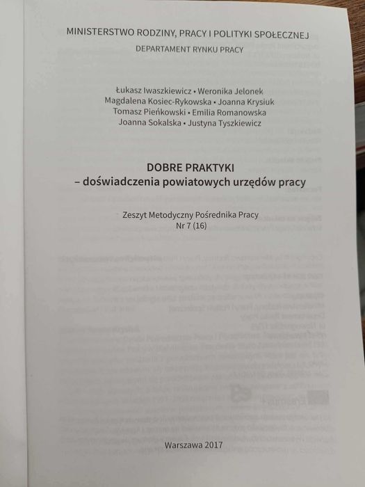 Dobre praktyki : doświadczenia urzędów pracy