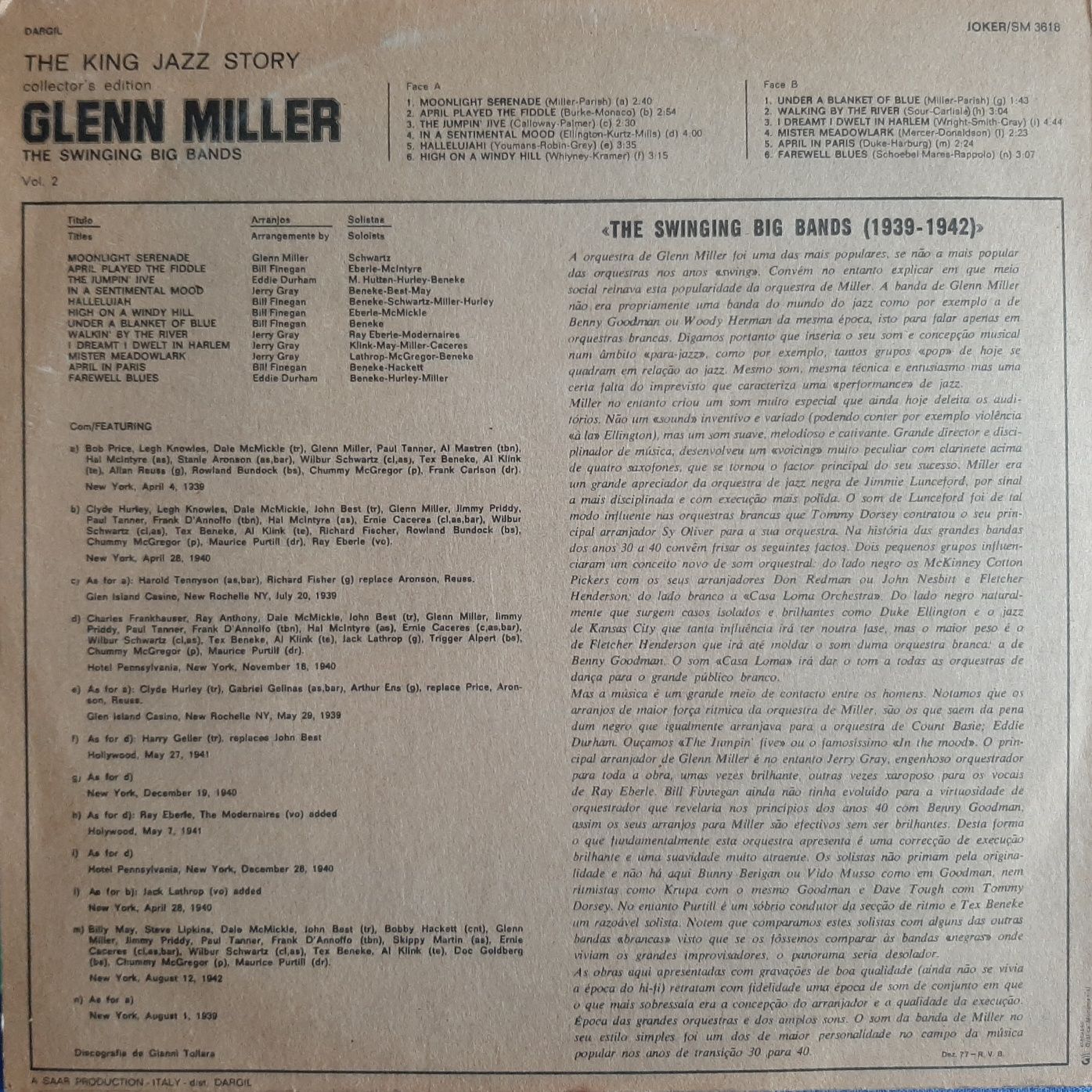 Glenn Miller LP The Swinging big bands 1939/1942 invulgar disco vinil