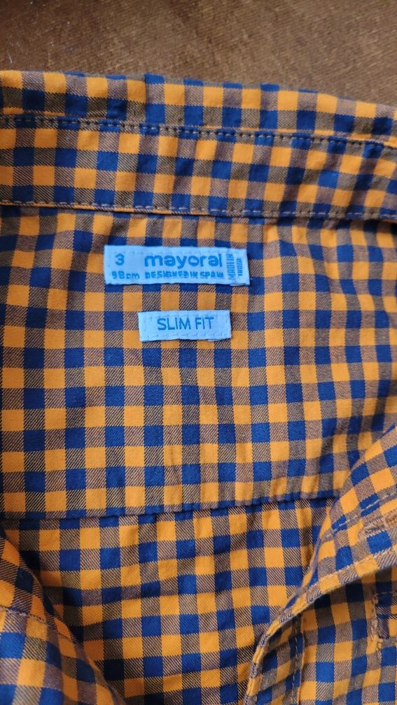 Mayoral zestaw koszula spodnie sweter rozm. 98