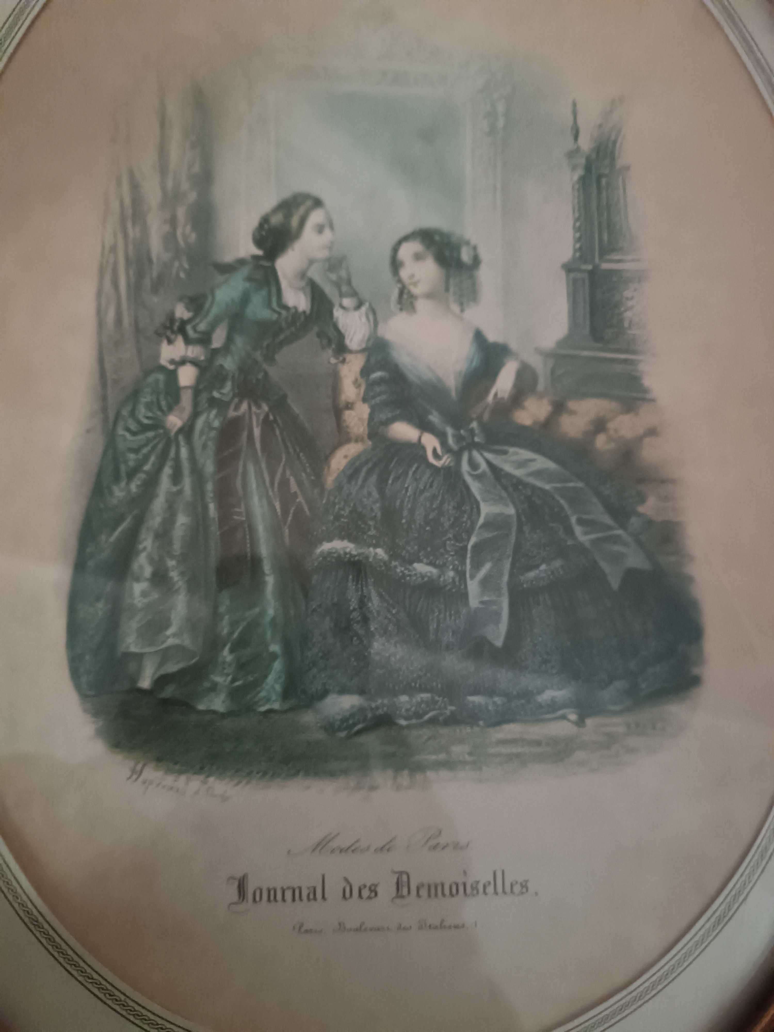 Dois quadros grandes ovais bonitos - Journal des Demoiselles/Antigos