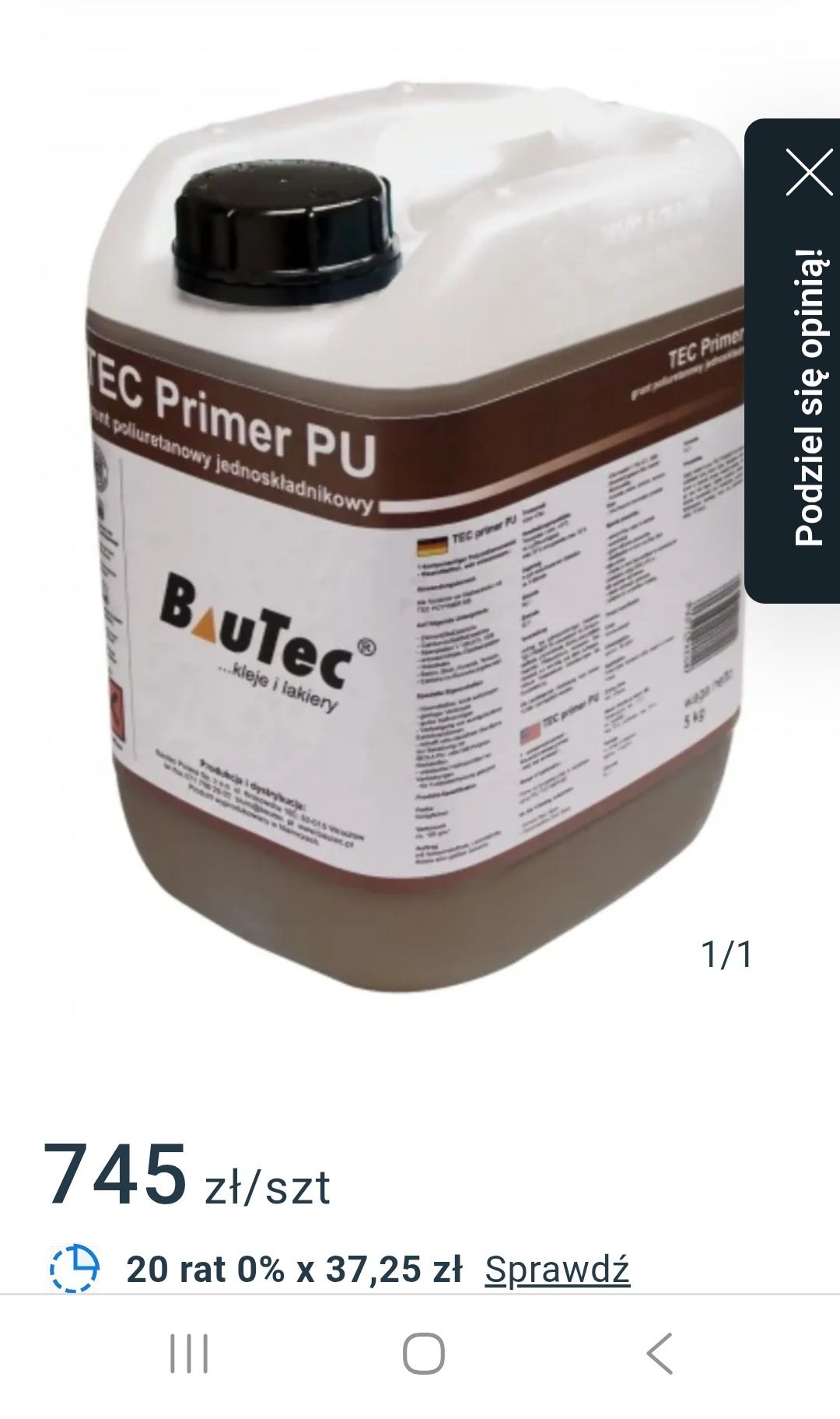 Klej BAUTEC SPU 15 plus cena za 3 wiaderka+ Grunt 2x 5 kg. GRATIS