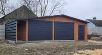 Garaż blaszany drewnopodobny 8x5m + wiata panelowa nowoczesne garaże