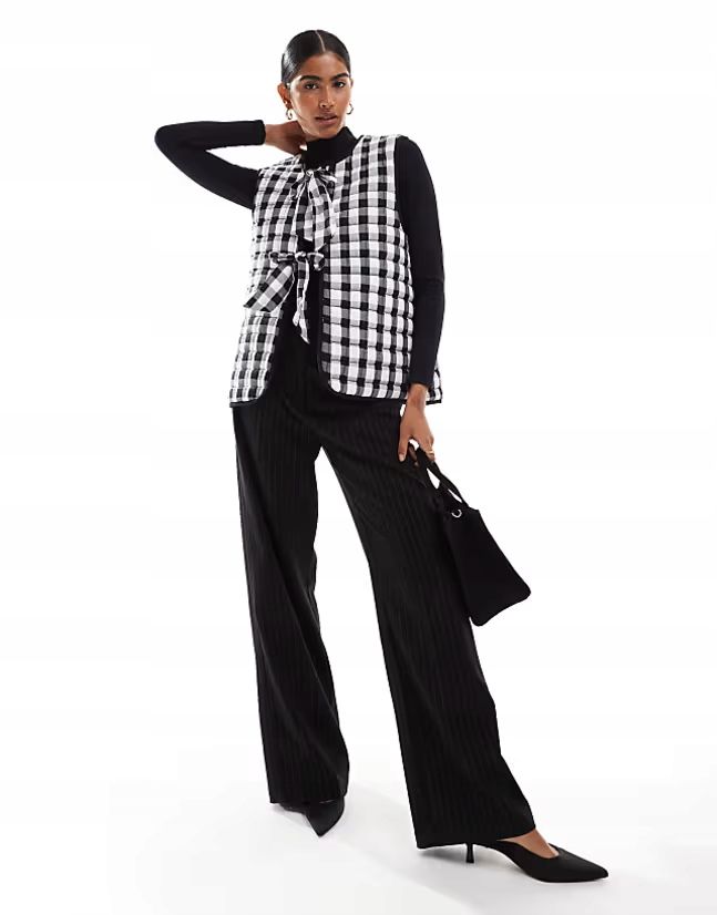 Asos Design Xxl Kamizelka Wiązana W Kratkę J28759