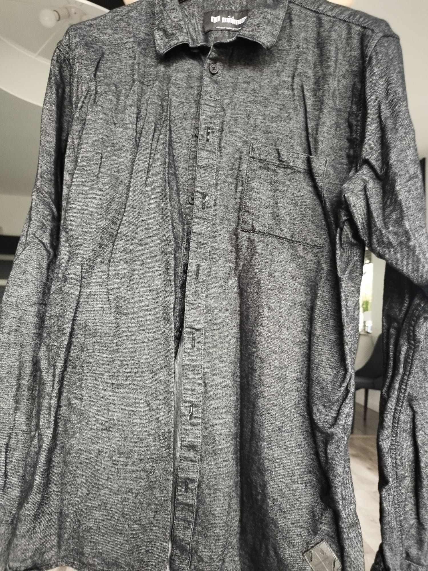 R.XL szara grafitowa koszula z długim rękawem Minimum