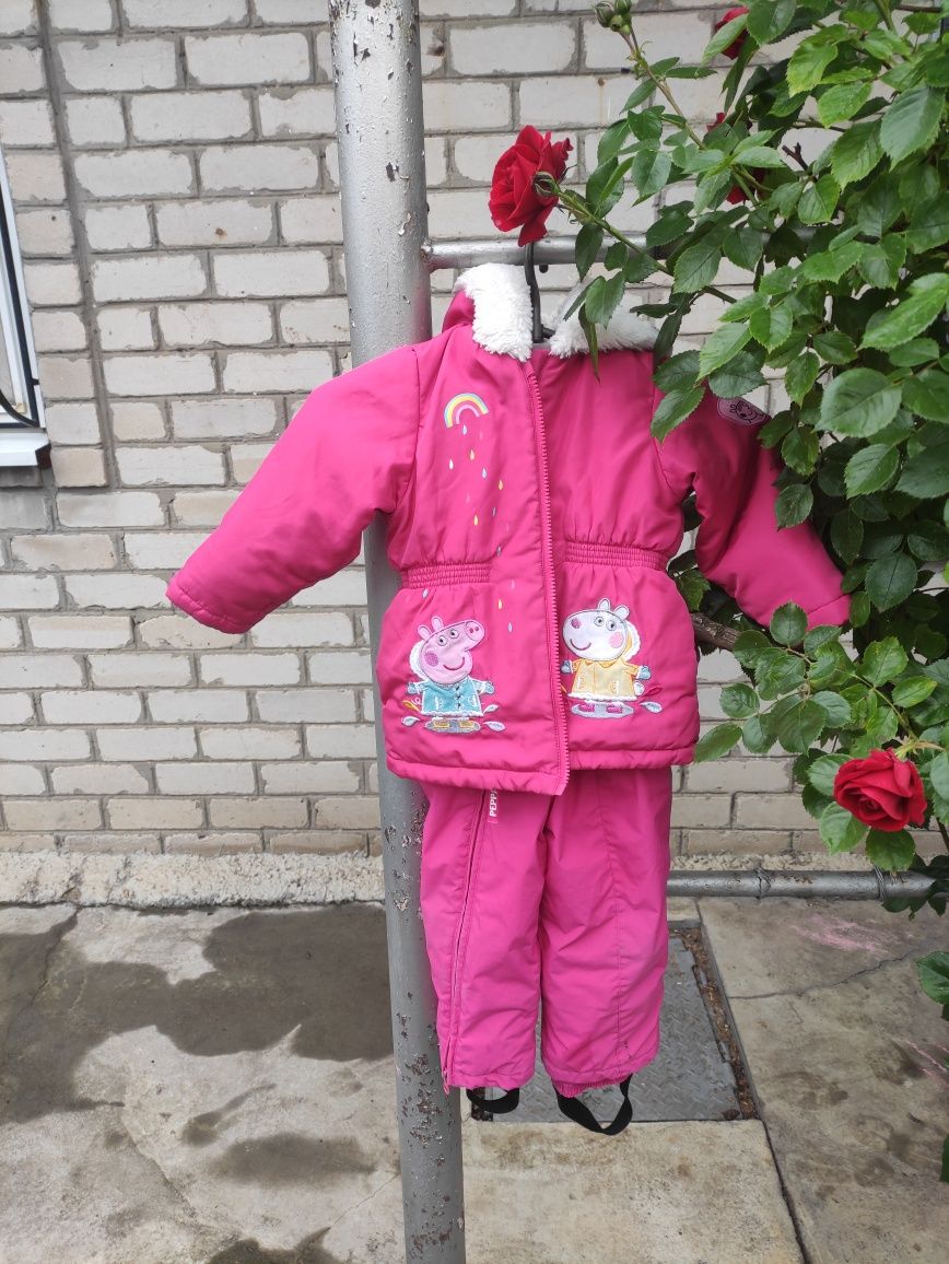 Детский комбенизон, полукомбез куртка, зимний осень  набор розовый