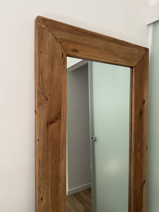 Espelho de corpo inteiro madeira maciça de acácia