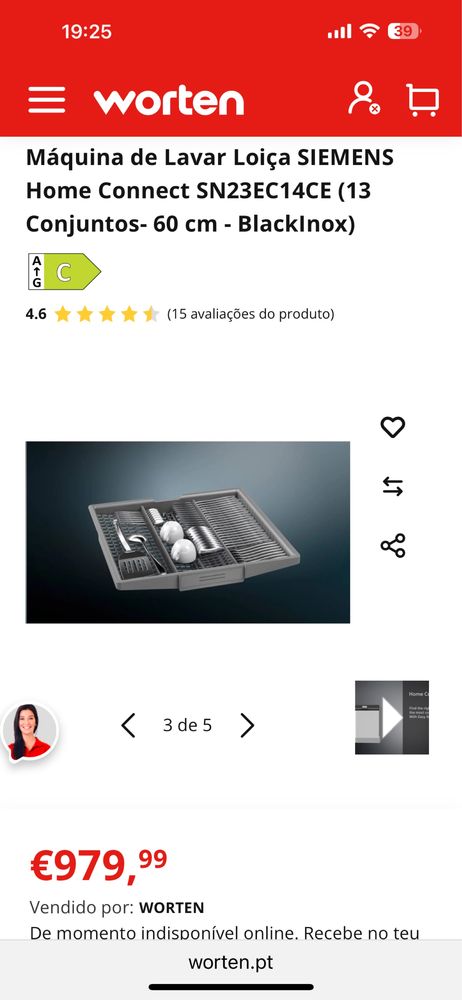 Maquina de lavar loiça Siemens SN23EC14CE
