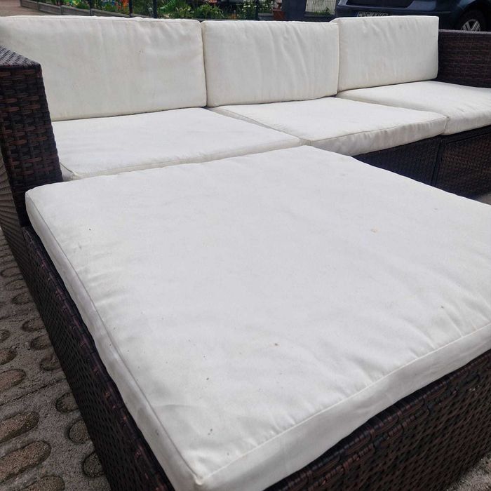 Narożnik ogrodowy sofa z funkcja spania relax zestaw mebli rattanowy
