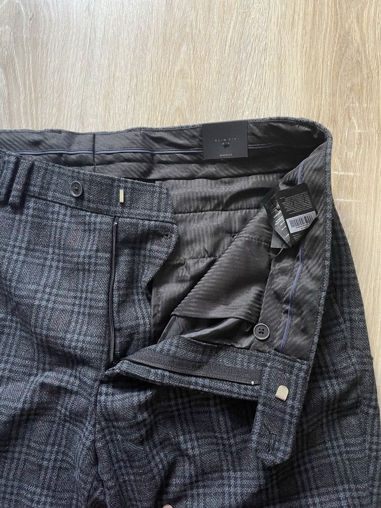 Spodnie w kratkę Reserved szare męskie 54