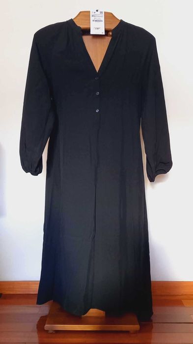 (NOVO, PORTES GRÁTIS) ZARA - Vestido Comprido na Cor Verde Garrafa