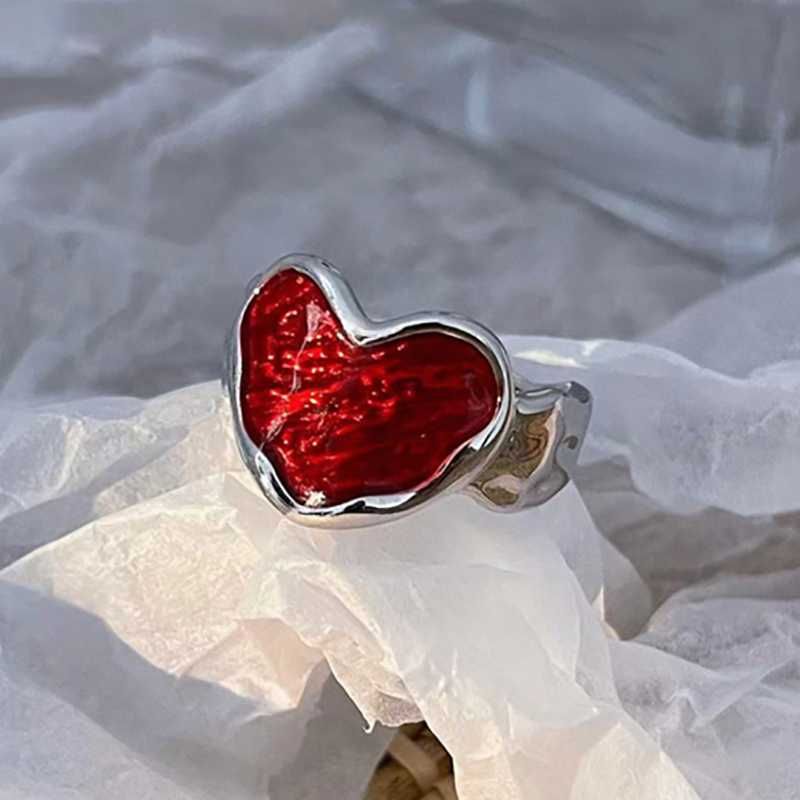 Pierścionek posrebrzany czerwone serce srebro 925 na prezent
