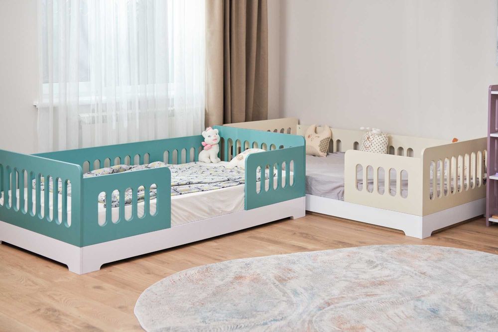 Дитяче ліжко Монтессорі / Детская Кроватка / Ліжко з бортиком Аква