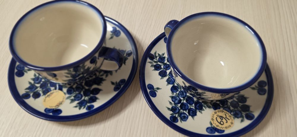 Dwie filiżanki ceramika z Bolesławca