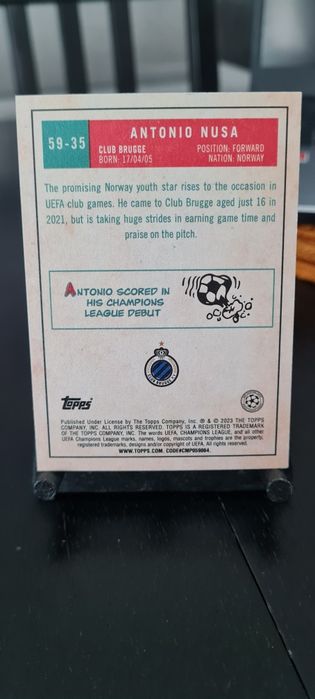Antonio Nusa Topps UEFA Club Competition 2023 59 inset card