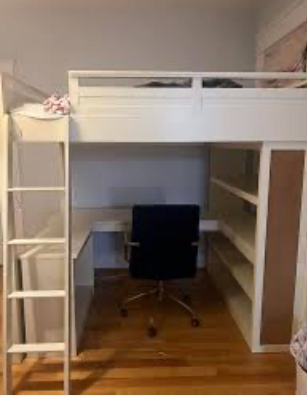 łóżko dziecięce loft 140x201cm  z biurkiem i półką, łóżko piętrowe