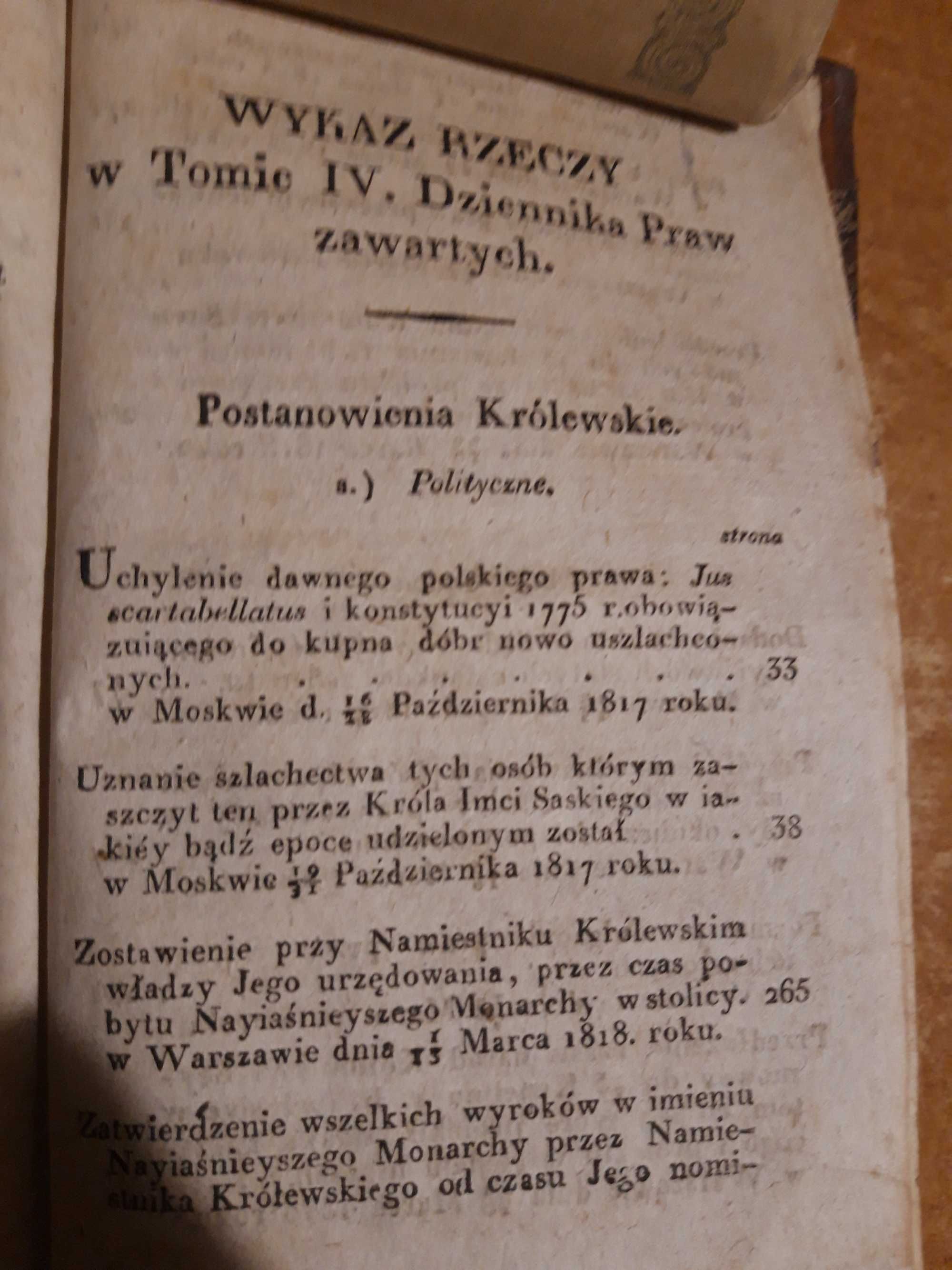 DZIENNIK  PRAW, T. IV - W-wa 1818 opr., antyk
