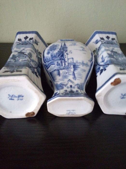 Stara porcelana holenderska delft wazony antyk an