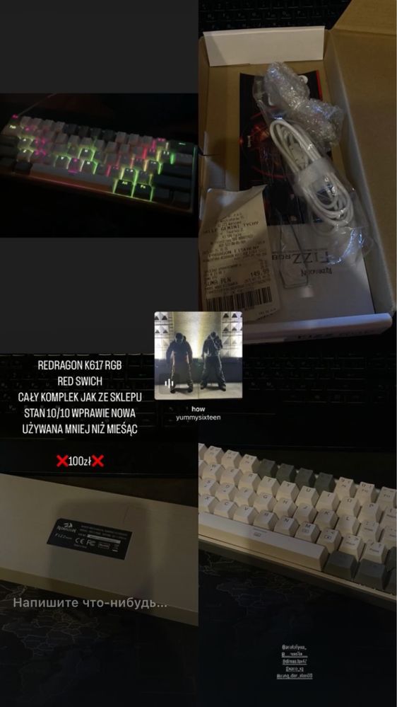 klawiatura mechaniczna redragon k617rgb