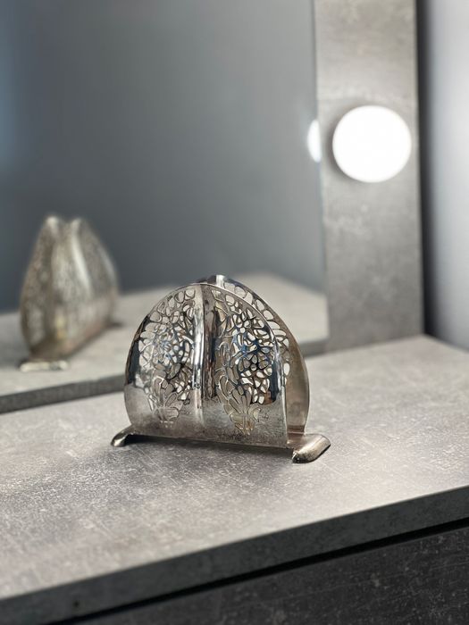 Serwetnik / pojemnik na serwetki srebrny vintage