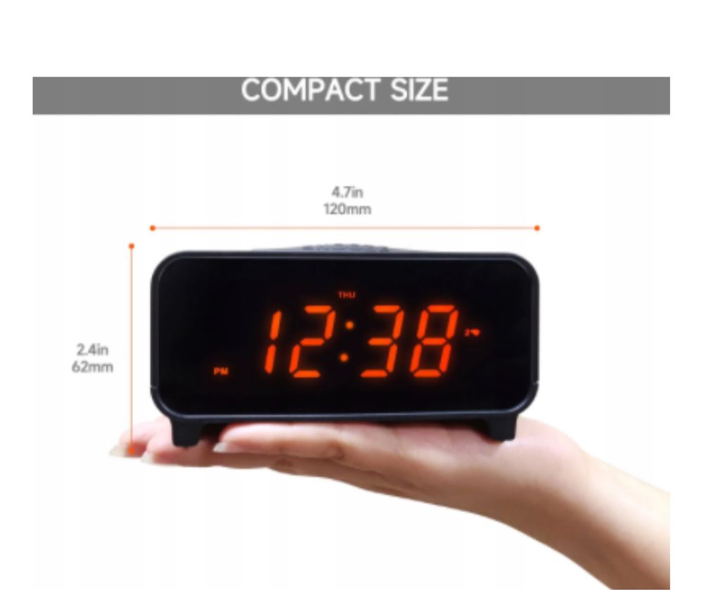 Zegar budzik iTOMA czarny 12cm