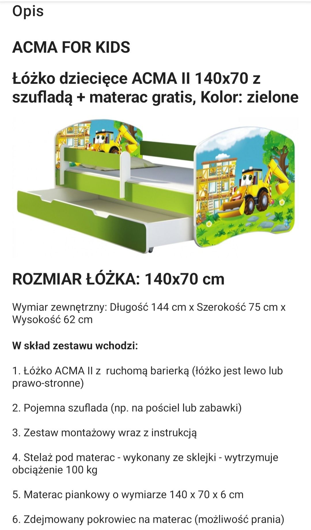 Łóżko dziecięce 140x70 używane