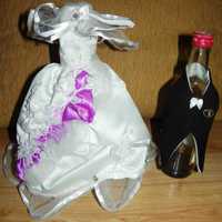 Ubranko na wódkę weselną, alkohol, butelkę, Para Młoda, ślub