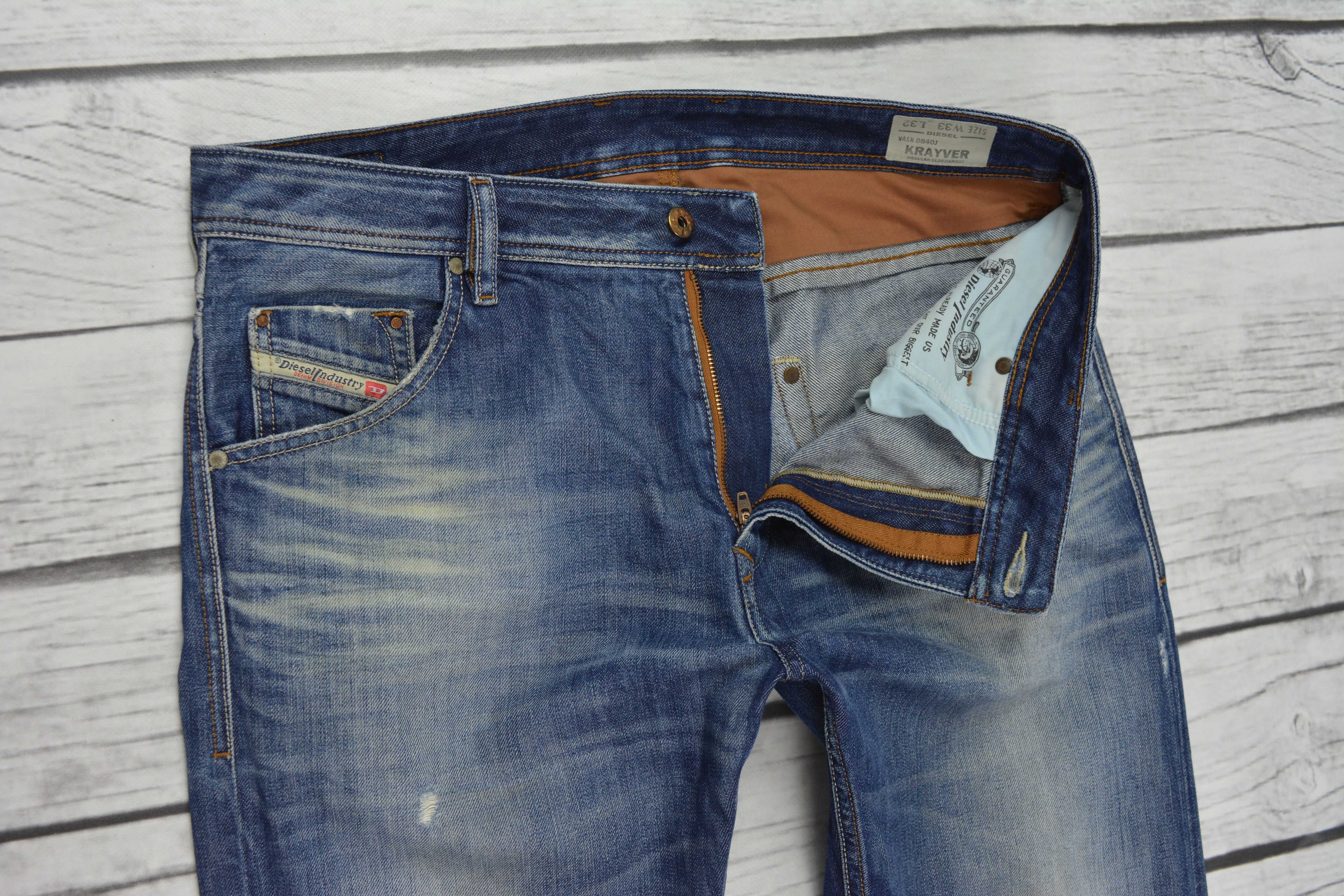 Diesel Krayver Regular Slim-Carrot Męskie Jeansy W33 L32 33/32 pas:94