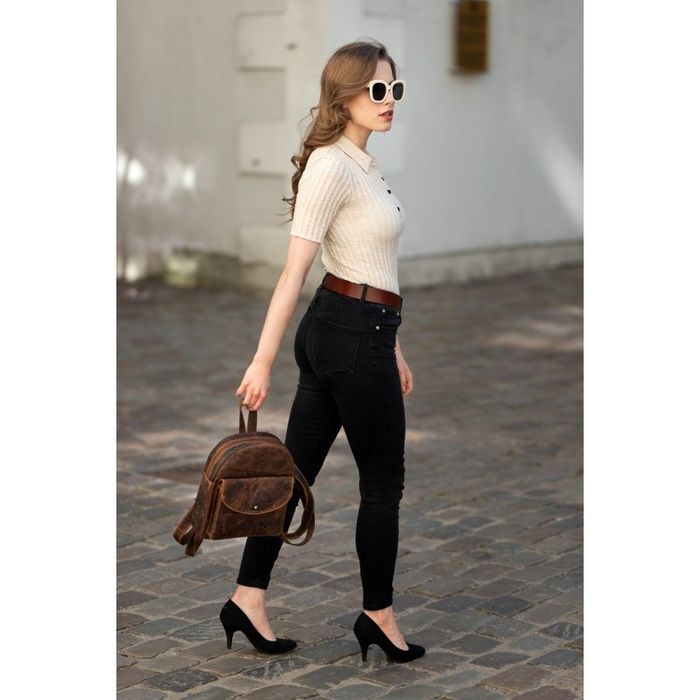 Plecak damski retro vintage brązowy T-18-BR