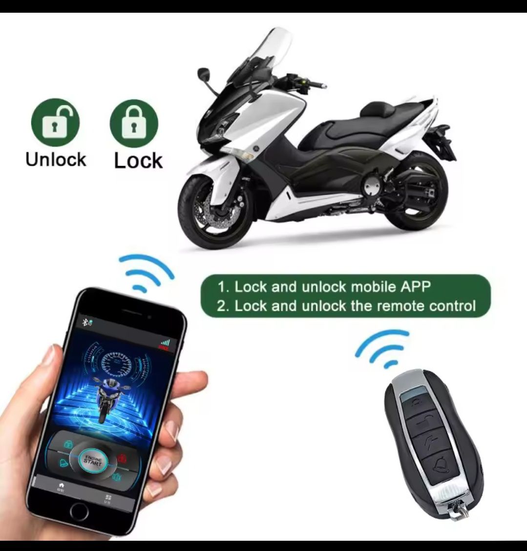 Сигнализация для мотоцикла - мопеда , пульт 315 МГц ,bluetooth -2025-