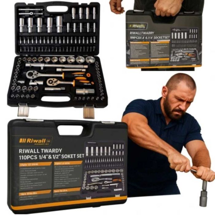 Super ZESTAW NARZĘDZI kluczy nasadowych w walizce MOCNE dla faceta