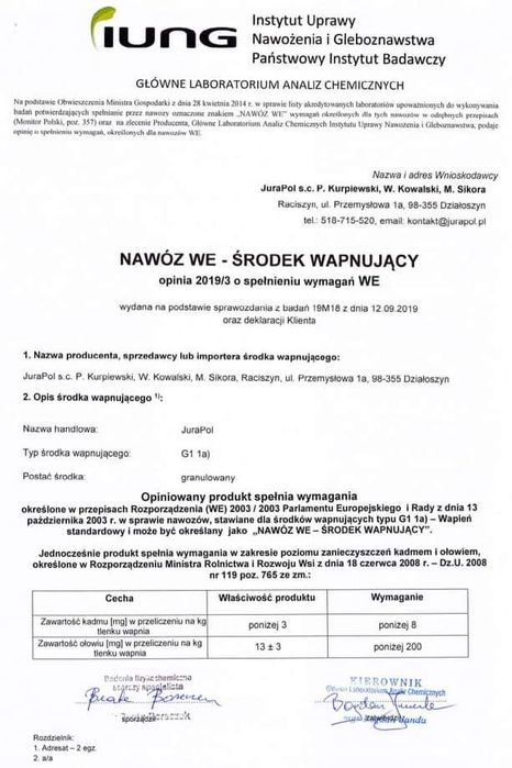 Wapno granulowane, wapno magnezowe granulowane, wapno z humusem