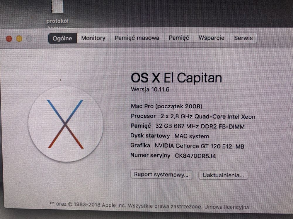 Mac Pro 2008  8 rdzeni