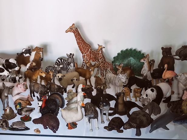 Zestaw zabawki figurki zwierzęta Schleich ponad 80 sztuk gęś indyk kot