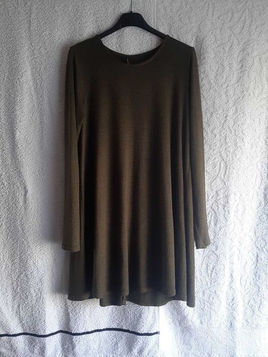 Szeroka tunika/sukienka mini, khaki, Stradivarius, r. S/L