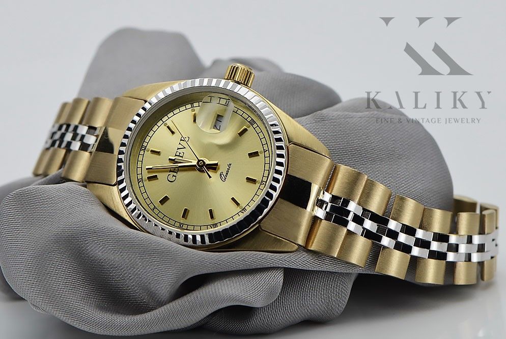 Elegancki Złoty zegarek damski 14k 585 Geneve lw020ydy&lbw010 Warszawa