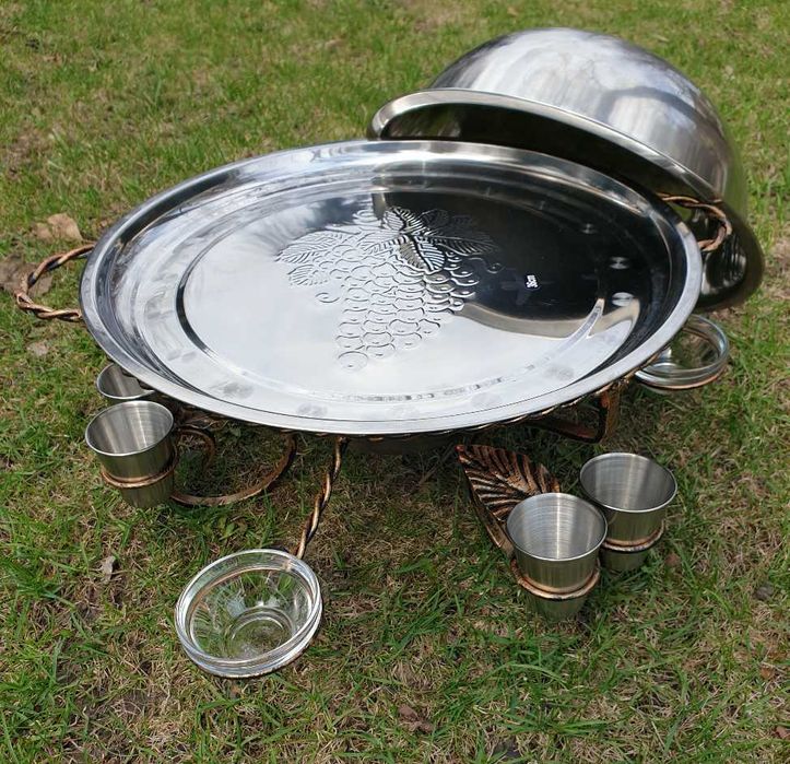 Садж з керамічною жаровнею с соусниками для плову , м яса , овочів