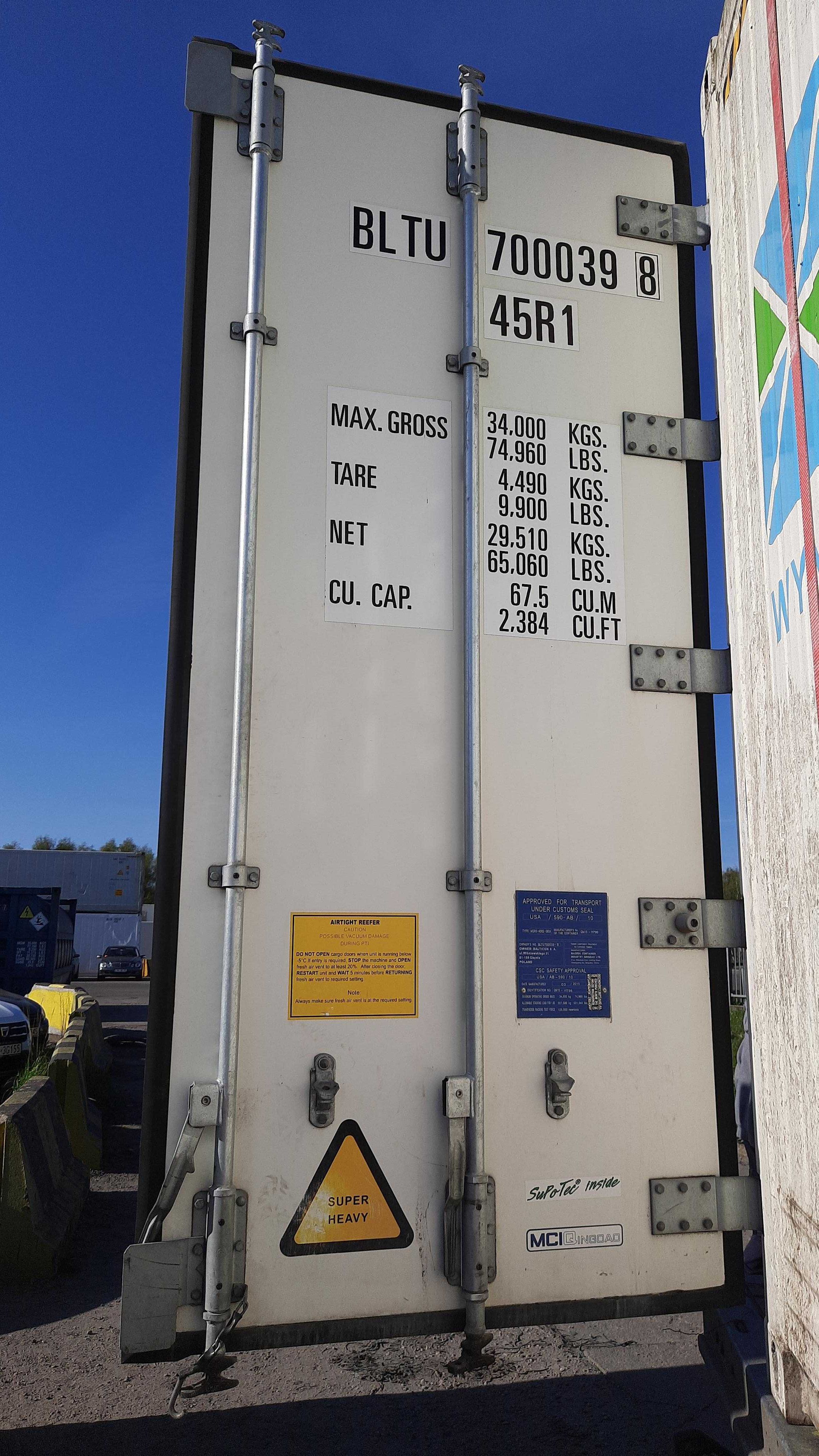 Wynajem kontener, chłodnia, mroźnia 40 HCRF